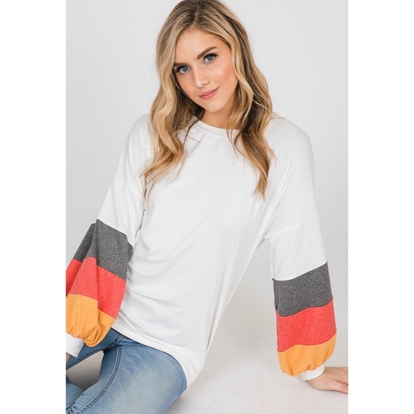 LAST 1! Color Block Sleeve Top! - Picture 3 of 7